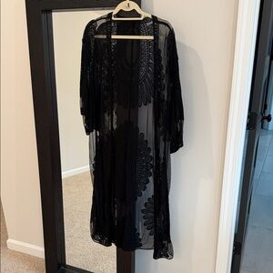 Elegant Black Sheer Kimono